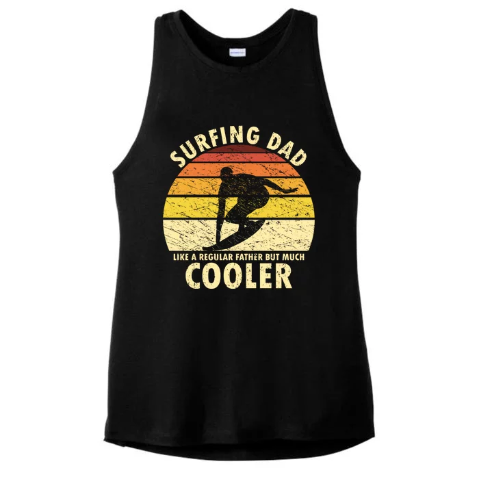 Retro Surfing Dad Surfer Surfing Father Meaningful Gift Ladies Tri-Blend Wicking Tank