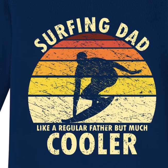 Retro Surfing Dad Surfer Surfing Father Meaningful Gift Baby Long Sleeve Bodysuit