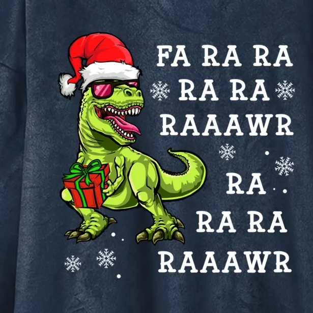 Rawr Santa Dino Great Gift Christmas Trex Dinosaur Gift Hooded Wearable Blanket