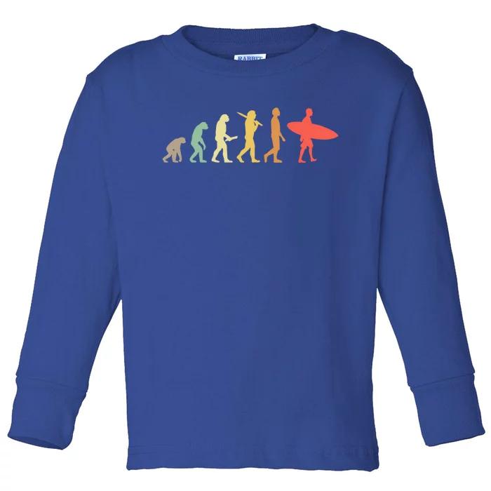 Retro Surfing Evolution Gift For Surfers Meaningful Gift Toddler Long Sleeve Shirt