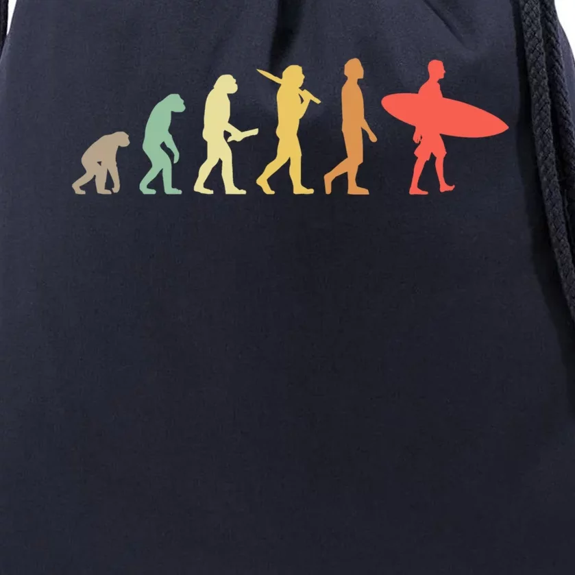 Retro Surfing Evolution Gift For Surfers Meaningful Gift Drawstring Bag