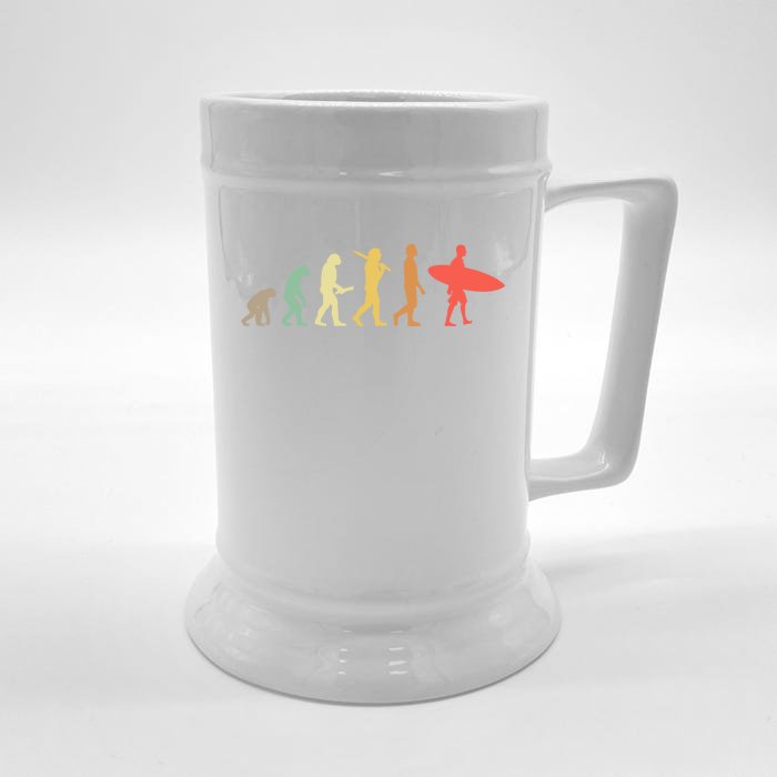 Retro Surfing Evolution Gift For Surfers Meaningful Gift Front & Back Beer Stein