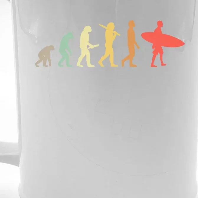 Retro Surfing Evolution Gift For Surfers Meaningful Gift Front & Back Beer Stein