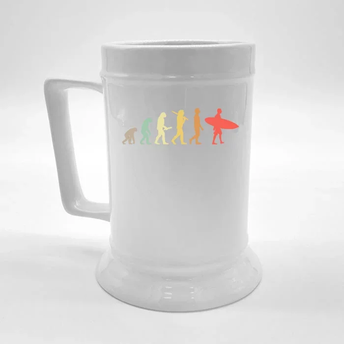 Retro Surfing Evolution Gift For Surfers Meaningful Gift Front & Back Beer Stein