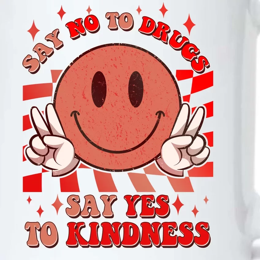 Retro Smiley Emoji Say No To Drugs Say Yes To Kindness Substance Abuse Awareness Black Color Changing Mug