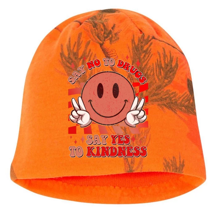 Retro Smiley Emoji Say No To Drugs Say Yes To Kindness Substance Abuse Awareness Kati - Camo Knit Beanie