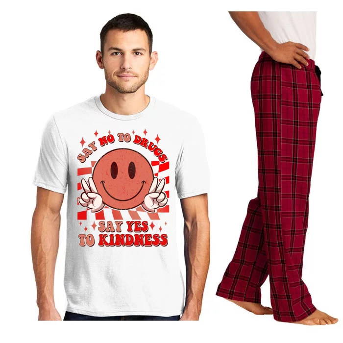 Retro Smiley Emoji Say No To Drugs Say Yes To Kindness Substance Abuse Awareness Pajama Set