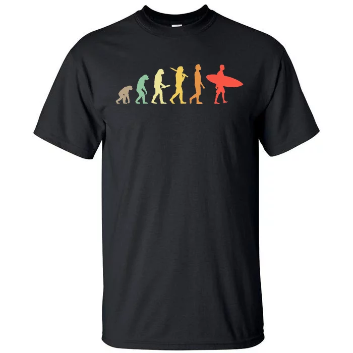 Retro Surfing Evolution Gift For Surfers Tall T-Shirt