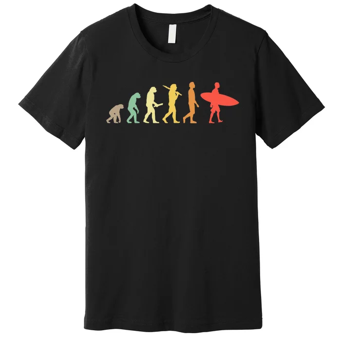 Retro Surfing Evolution Gift For Surfers Premium T-Shirt