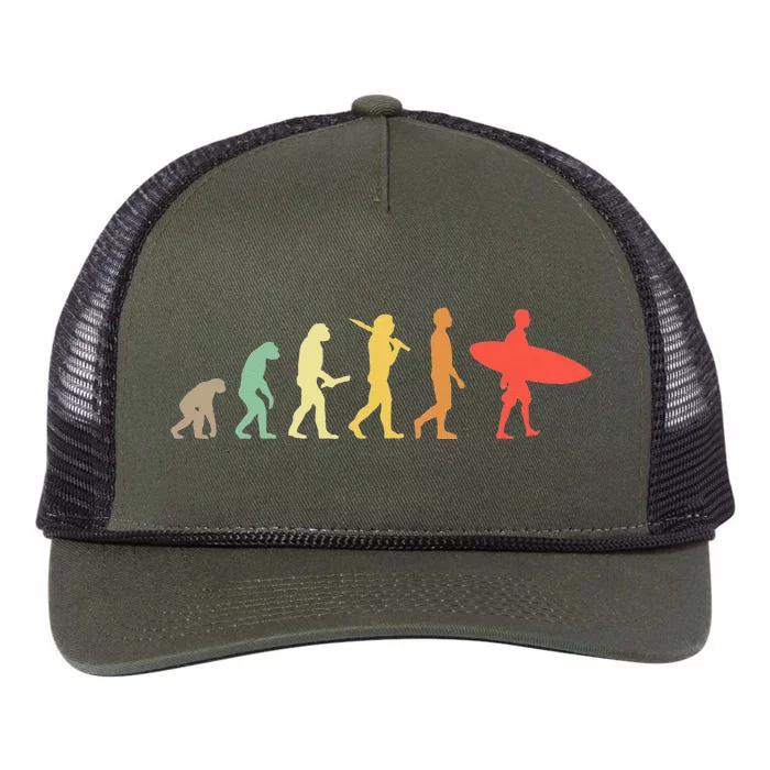 Retro Surfing Evolution Gift For Surfers Retro Rope Trucker Hat Cap