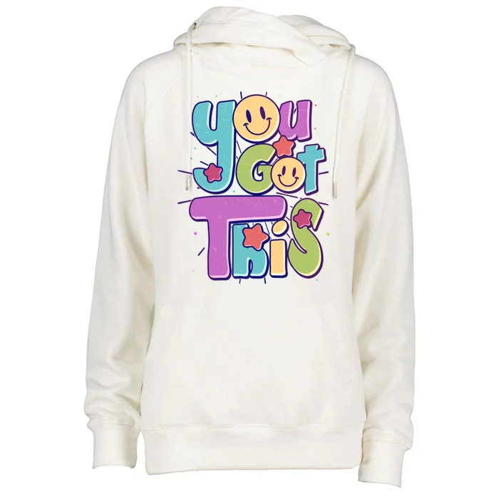 Retro Smiley Emoji You Got This Womens Funnel Neck Pullover Hood