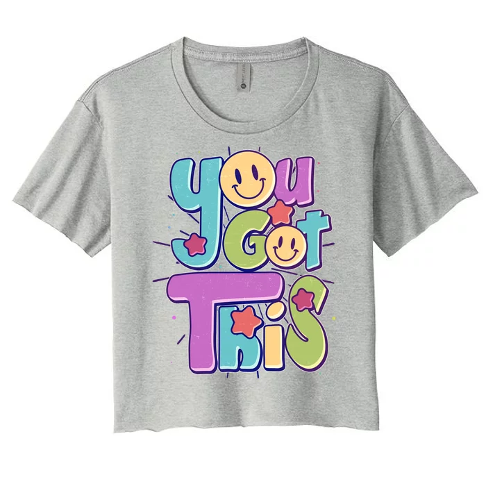 Retro Smiley Emoji You Got This Women's Crop Top Tee