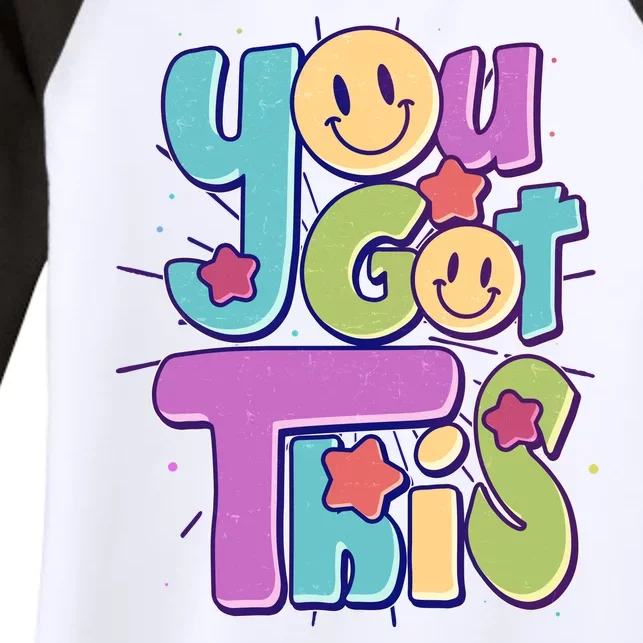 Retro Smiley Emoji You Got This Women's Tri-Blend 3/4-Sleeve Raglan Shirt