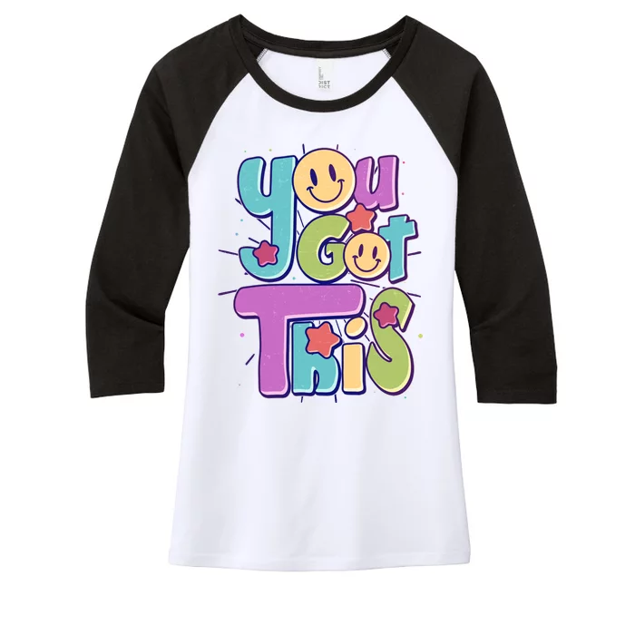 Retro Smiley Emoji You Got This Women's Tri-Blend 3/4-Sleeve Raglan Shirt