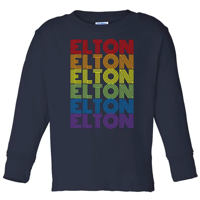 Retro Style Elton Rainbow Toddler Long Sleeve Shirt