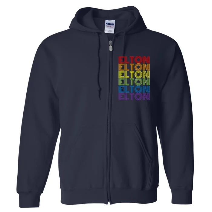 Retro Style Elton Rainbow Full Zip Hoodie