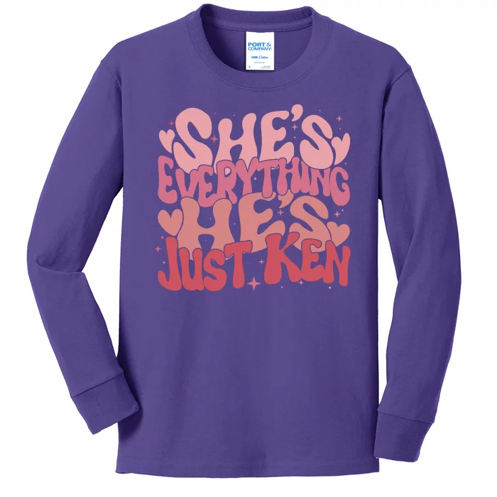 Retro Shes Everything Hes Just Ken Kids Long Sleeve Shirt