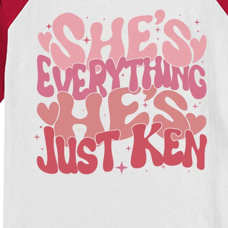 Retro Shes Everything Hes Just Ken Kids Colorblock Raglan Jersey