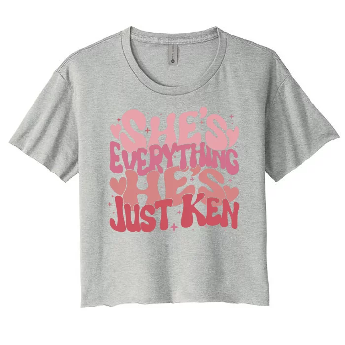 Retro Shes Everything Hes Just Ken Women's Crop Top Tee