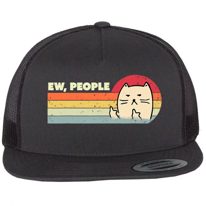 Retro Style Ew, People Funny Cat Flat Bill Trucker Hat