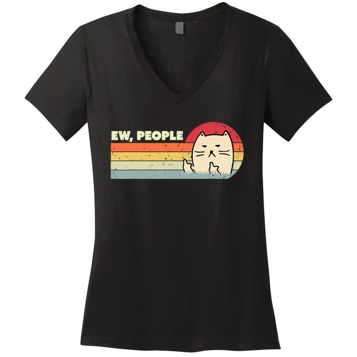 Retro Style Ew, People Funny Cat Women's V-Neck T-Shirt