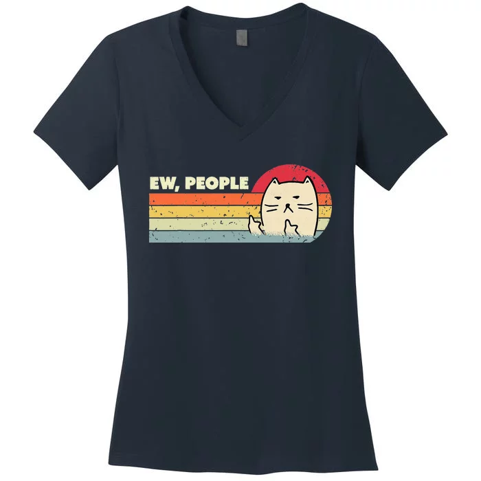 Retro Style Ew, People Funny Cat Lover Women's V-Neck T-Shirt