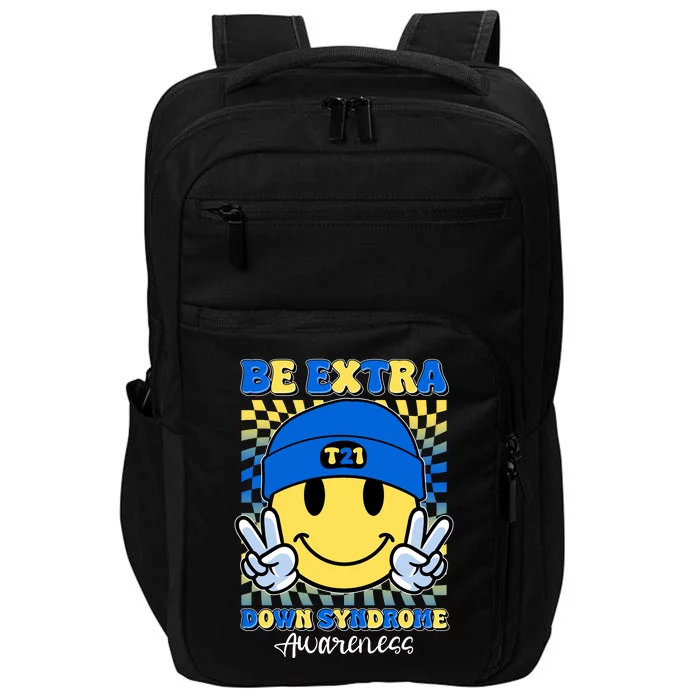 Retro Smiley Emoji Be Extra Down Syndrome Awareness Impact Tech Backpack