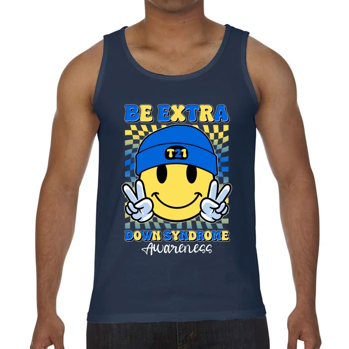 Retro Smiley Emoji Be Extra Down Syndrome Awareness Comfort Colors® Tank Top