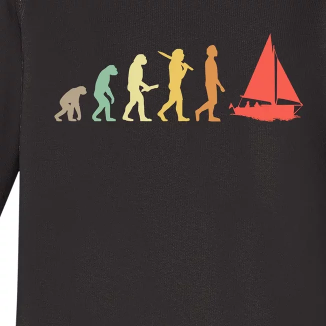 Retro Sailing Evolution Gift For Sailors And Skippers Gift Baby Long Sleeve Bodysuit