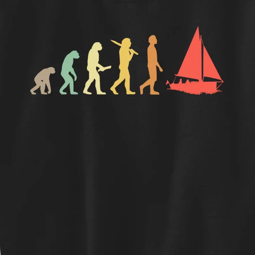 Retro Sailing Evolution Gift For Sailors And Skippers Gift Kids Sweatshirt