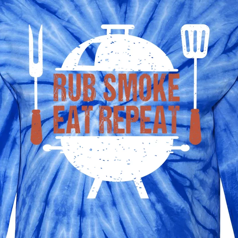 Rub Smoke Eat Repeat Bbq Grill Barbecue Gift Tie-Dye Long Sleeve Shirt