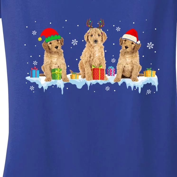 Reindeer Santa Elf Goldendoodle Cute Christmas Dog Lover Great Gift Women's V-Neck T-Shirt