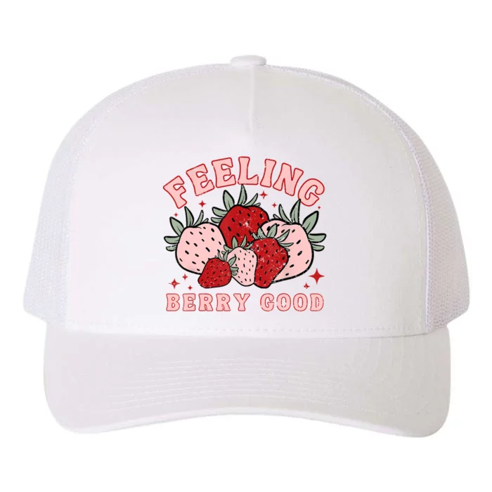 Retro Strawberry Feeling Berry Good Positive Mind Happy Life Yupoong Adult 5-Panel Trucker Hat