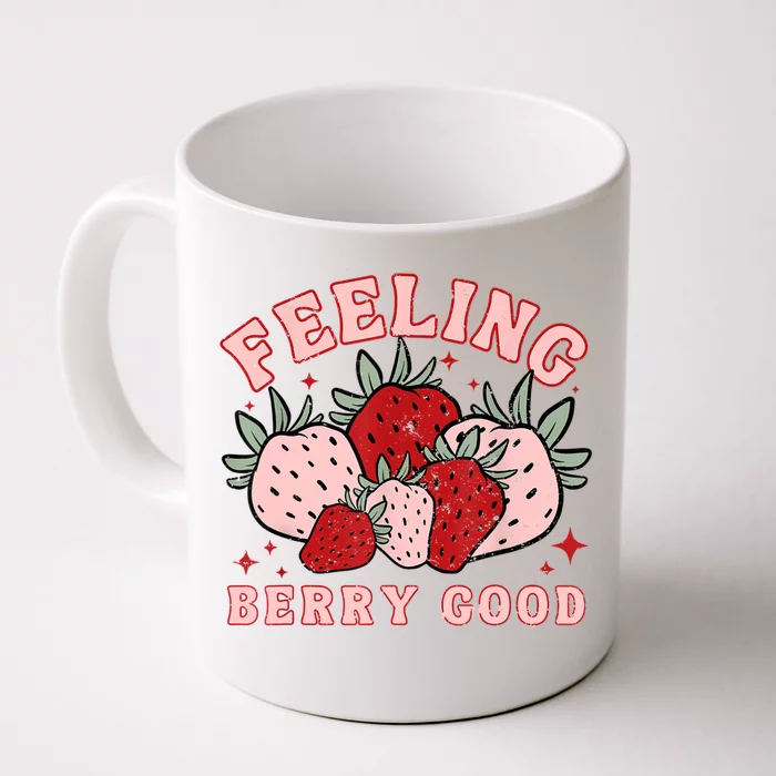 Retro Strawberry Feeling Berry Good Positive Mind Happy Life Front & Back Coffee Mug