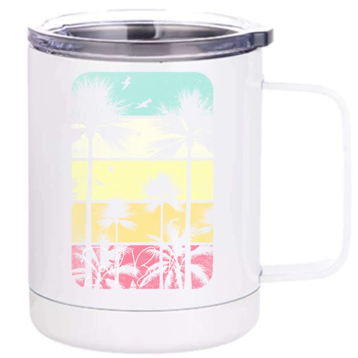 Retro South Florida Beach Miami Mom Dad Grandpa Gift Gift Front & Back 12oz Stainless Steel Tumbler Cup