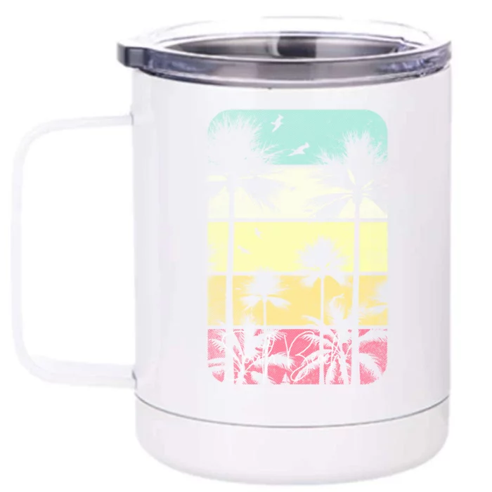 Retro South Florida Beach Miami Mom Dad Grandpa Gift Gift Front & Back 12oz Stainless Steel Tumbler Cup