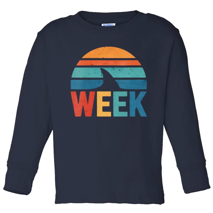 Retro Shark Fin 70s 80s Week Cool Sharks Ocean Animal Lover Toddler Long Sleeve Shirt