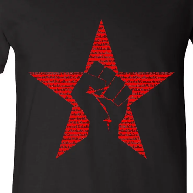 Ratm Star Fist Funny V-Neck T-Shirt