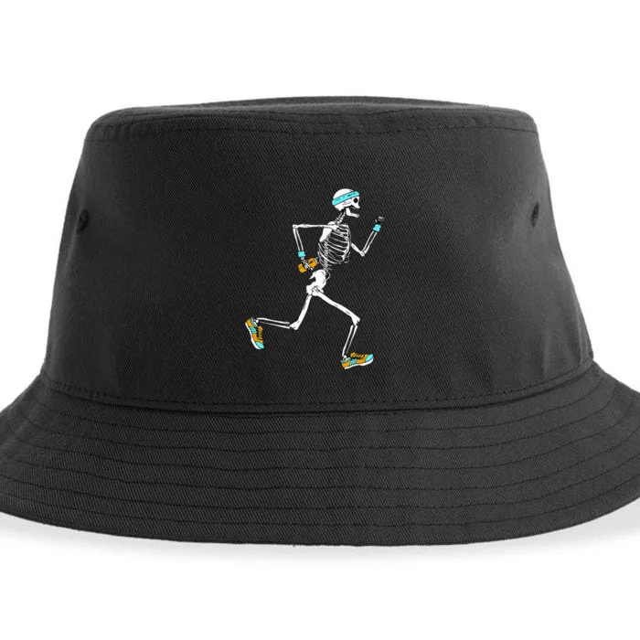 Running Skeleton Funny Sustainable Bucket Hat