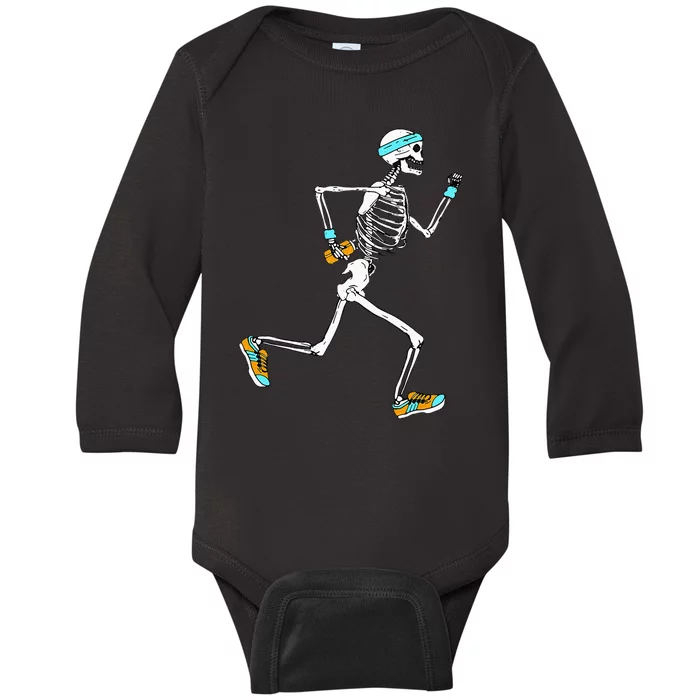 Running Skeleton Funny Baby Long Sleeve Bodysuit