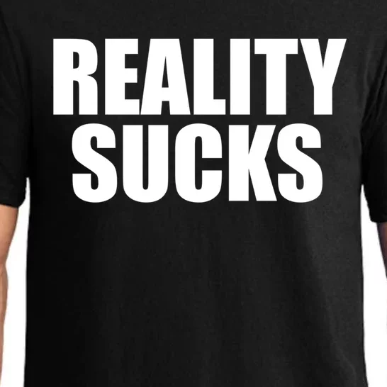 Reality Sucks Funny Gift Reality Sucks Meaningful Gift Grey Small Pajama Set