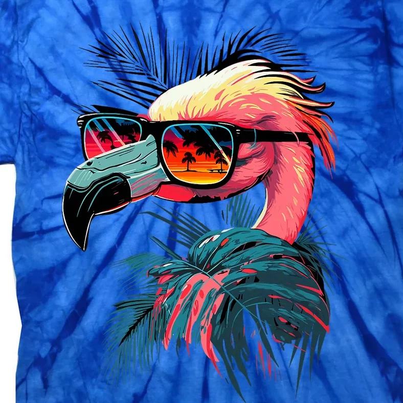 Retro Sunglasses Flamingo Funny Flamingo Tie-Dye T-Shirt