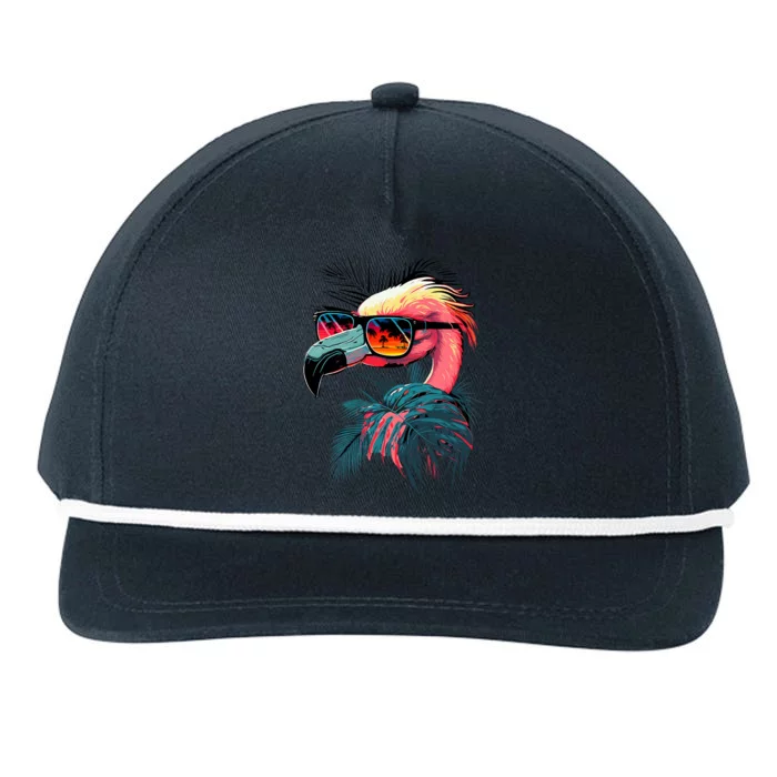 Retro Sunglasses Flamingo Funny Flamingo Snapback Five-Panel Rope Hat