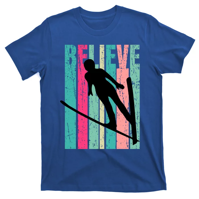 Retro Slalom Female Skier Skiing Jumping Alpine Ski Gift T-Shirt