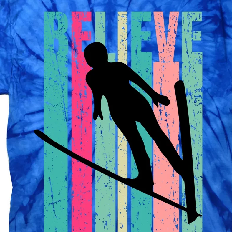 Retro Slalom Female Skier Skiing Jumping Alpine Ski Gift Tie-Dye T-Shirt