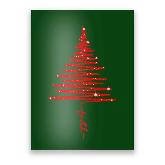 Red Sparkling Faith Christmas Tree Poster