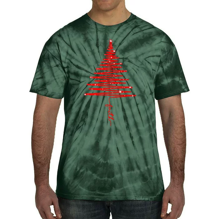 Red Sparkling Faith Christmas Tree Tie-Dye T-Shirt