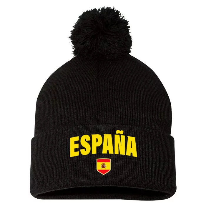 Retro Spanish Flag Spain Vintage EspañA Pom Pom 12in Knit Beanie