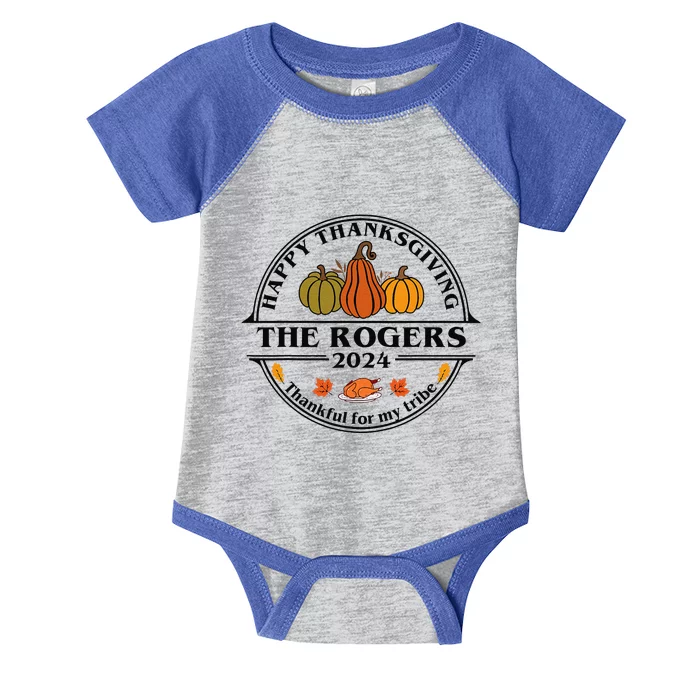 Rogers Surname Family Matching Happy Thanksgiving 2024 Infant Baby Jersey Bodysuit