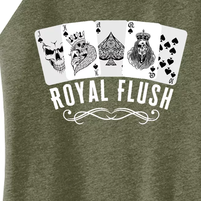 Royal Spade Flush Skeleton King Queen Spades Poker Gift Women’s Perfect Tri Rocker Tank